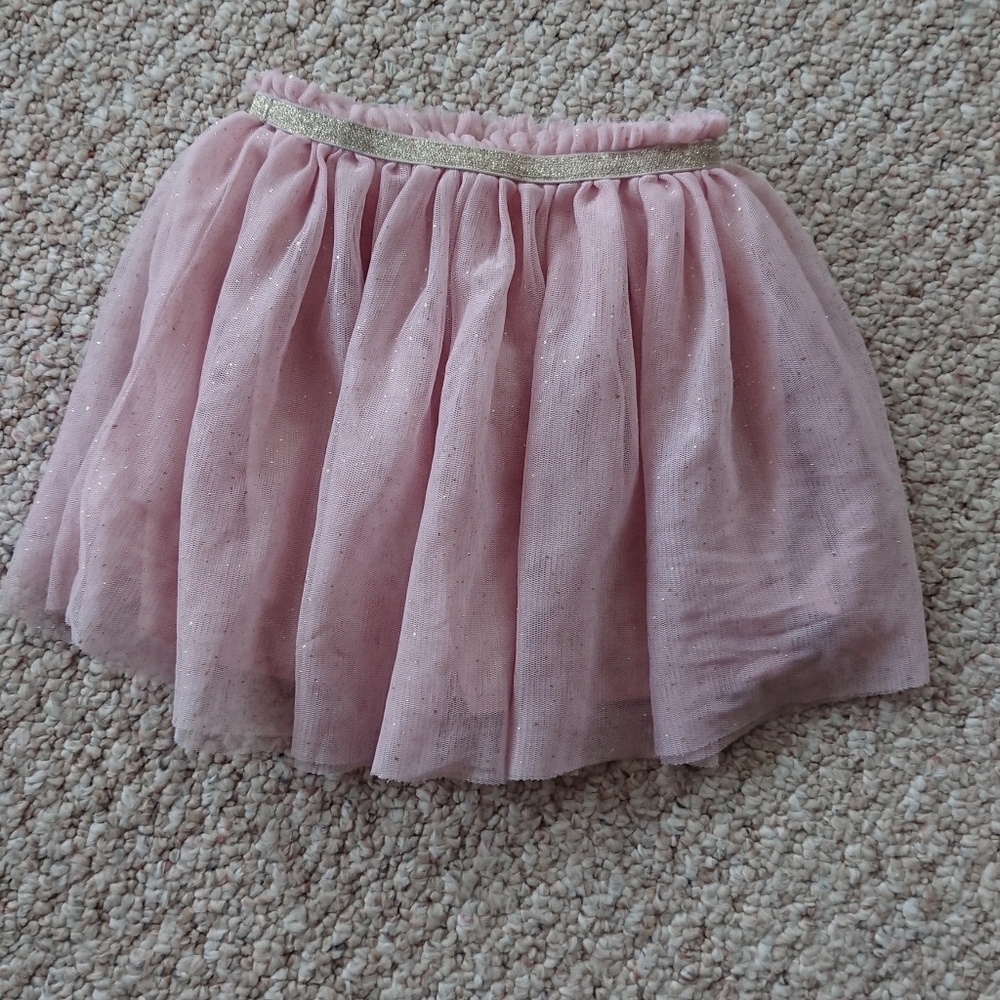 Cat & Jack pink with gold tone glittery tulle skirt size 3T